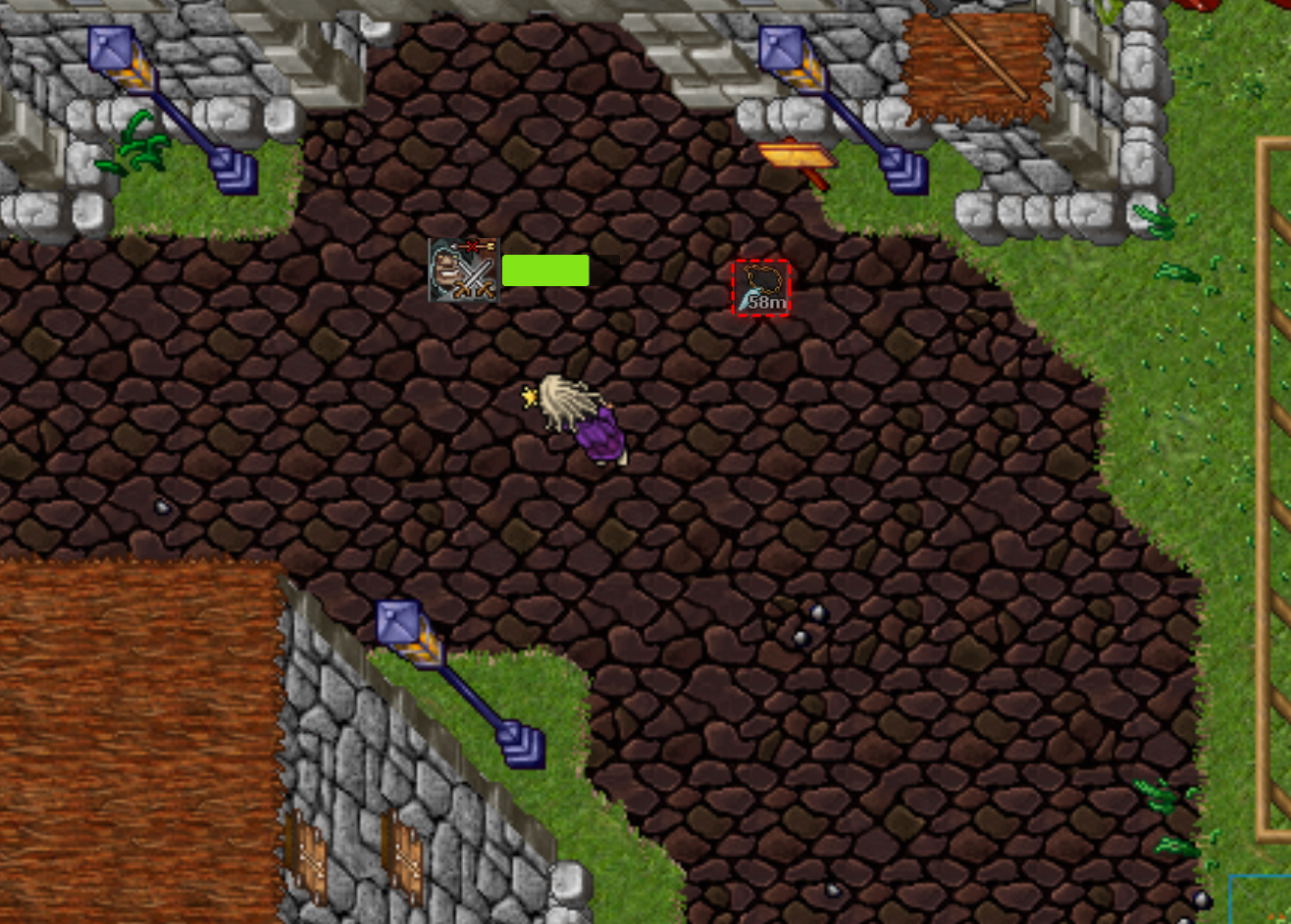 Tibia Auras highlighting a changed game icon with a red visual alert